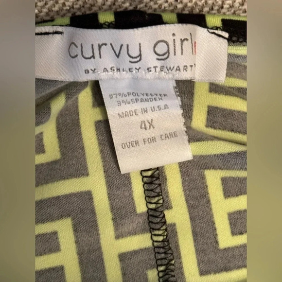 curvy girl women’s long sleeve‎ cardigan patterned lime green and black 4xl NWOT - Picture 2 of 3